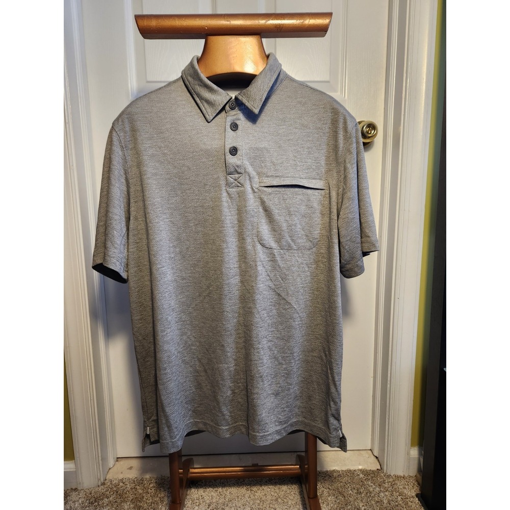 Mens Duluth Trading‎ Gray Relaxed Fit Short Sleeve Polo Shirt Size M